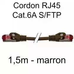 cordon réseau ethernet RJ45 cat.6A SFTP - 1,5m - marron