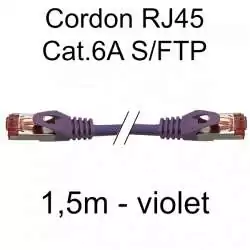 cordon réseau ethernet RJ45 cat.6A SFTP - 1,5m - violet