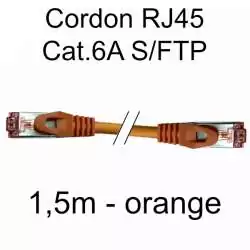 cordon réseau ethernet RJ45 cat.6A SFTP - 1,5m - orange