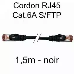 cordon réseau ethernet RJ45 cat.6A SFTP - 1,5m - noir