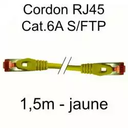 cordon réseau ethernet RJ45 cat.6A SFTP - 1,5m - jaune