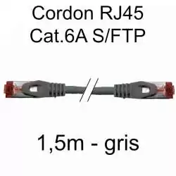 cordon réseau ethernet RJ45 cat.6A SFTP - 1,5m - gris