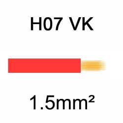 fil de câblage en cuivre souple isolé PVC série H07VK 1.5mm² rouge