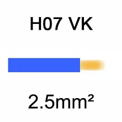 fil de câblage en cuivre souple isolé PVC série H07VK 2.5mm² bleu