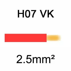 fil de câblage en cuivre souple isolé PVC série H07VK 2.5mm² rouge