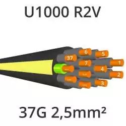 câble électrique cuivre U1000 R2V 37G2.5mm2