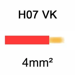 fil de câblage en cuivre souple isolé PVC série H07VK 4mm² rouge