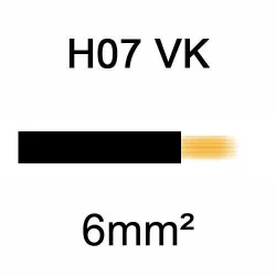 fil de câblage en cuivre souple isolé PVC série H07VK 6mm² noir