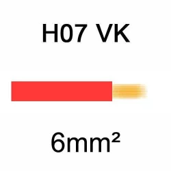 fil de câblage en cuivre souple isolé PVC série H07VK 6mm² rouge