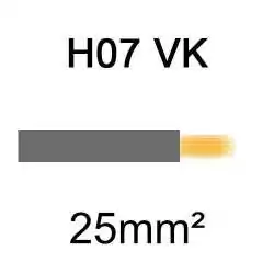 fil de câblage en cuivre souple isolé PVC série H07VK 25mm² gris