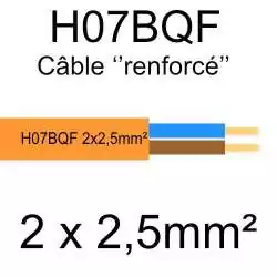 câble cuivre souple isolé PUR Polyuréthane 2 conducteurs 2.5mm2 H07BQF H07BQ-F 2x2.5