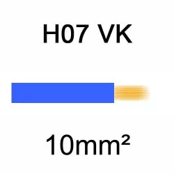 fil de câblage en cuivre souple isolé PVC série H07VK 10mm² bleu