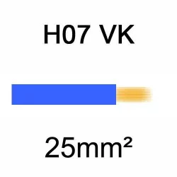 fil de câblage en cuivre souple isolé PVC série H07VK 25mm² bleu
