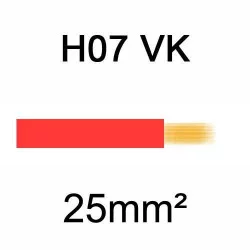 fil de câblage en cuivre souple isolé PVC série H07VK 25mm² rouge