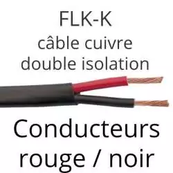 câble électrique rouge et noir double isolation 2x0.75mm2 FLKK