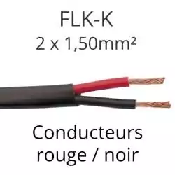 câble électrique rouge et noir double isolation 2x1.50mm2 FLKK