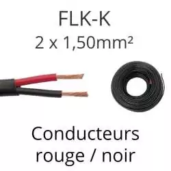 câble électrique rouge et noir double isolation 2x1.5mm2 couronne 50m FLKK