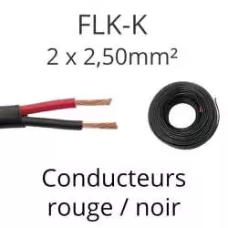 câble électrique rouge et noir double isolation 2x2.5mm2 couronne 50m FLKK