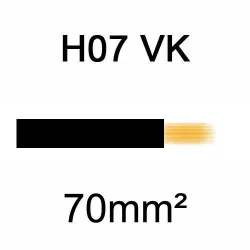 fil de câblage en cuivre souple isolé PVC série H07VK 70mm² noir