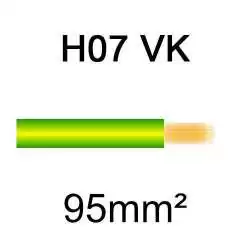 fil de câblage en cuivre souple isolé PVC série H07VK 95mm2 vert jaune