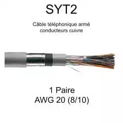 câble téléphone armé SYT2 1 paire AWG20 8/10