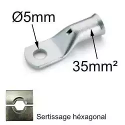 cosse à sertir cuivre étamé 35mm² trou M5 cosse à sertir cuivre étamé 35mm² trou M5