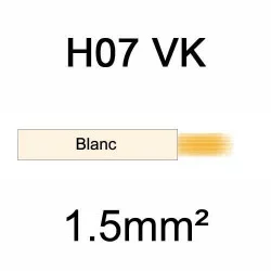 fil de câblage en cuivre souple isolé PVC série H07VK 1.5mm² ivoire blanc
