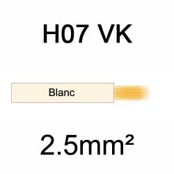 fil de câblage en cuivre souple isolé PVC série H07VK mm² 2.5mm² ivoire blanc