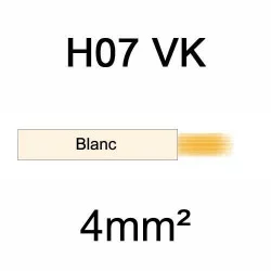 fil de câblage en cuivre souple isolé PVC série H07VK mm² 4mm² ivoire blanc