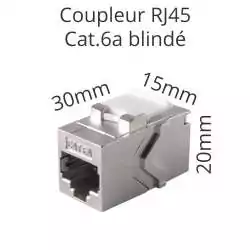 coupleur prolongateur cat.6a pour cable réseau ethernet RJ45 avec dimensions coupleur prolongateur cat.6a pour cable réseau ethernet RJ45 avec dimensions