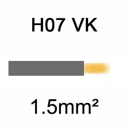 fil de câblage en cuivre souple isolé PVC série H07VK 1.5mm² gris