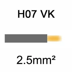 fil de câblage en cuivre souple isolé PVC série H07VK 2.5mm² gris