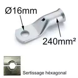 cosse à sertir cuivre étamé 240mm² trou M16 cosse à sertir cuivre étamé 240mm² trou M16