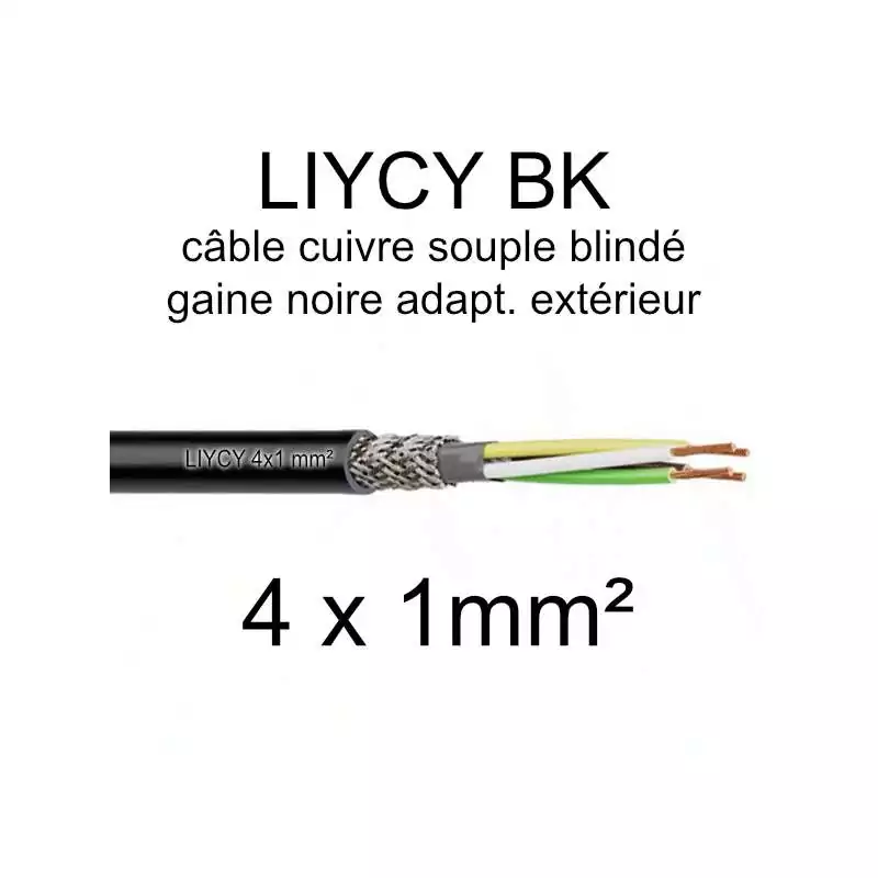 Câble blindé LIYCY BK gaine noire pour extérieur