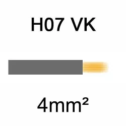 fil de câblage en cuivre souple isolé PVC série H07VK 4mm² gris