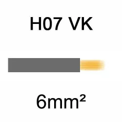 fil de câblage en cuivre souple isolé PVC série H07VK 6mm² gris