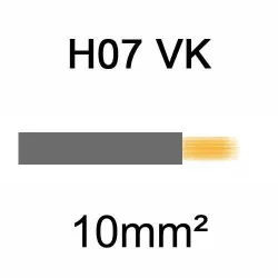 fil de câblage en cuivre souple isolé PVC série H07VK 10mm² gris