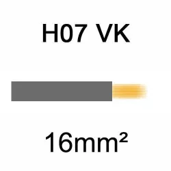 fil de câblage en cuivre souple isolé PVC série H07VK 16mm² gris