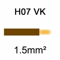 fil de câblage en cuivre souple isolé PVC série H07VK 1.5mm² marron