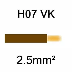 fil de câblage en cuivre souple isolé PVC série H07VK 2.5mm² marron