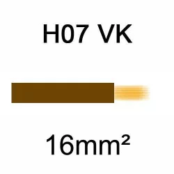 fil de câblage en cuivre souple isolé PVC série H07VK 16mm² marron