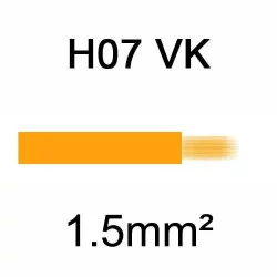 fil de câblage en cuivre souple isolé PVC série H07VK 1.5mm² orange