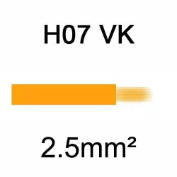 fil de câblage en cuivre souple isolé PVC série H07VK 2.5mm² orange