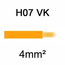 fil de câblage en cuivre souple isolé PVC série H07VK 4mm² orange