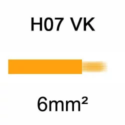 fil de câblage en cuivre souple isolé PVC série H07VK 6mm² orange
