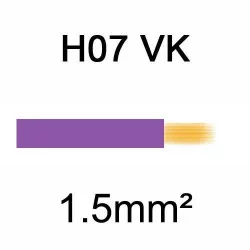 fil de câblage en cuivre souple isolé PVC série H07VK 1.5mm² violet