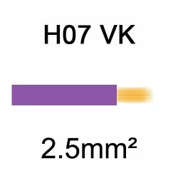 fil de câblage en cuivre souple isolé PVC série H07VK 2.5mm² violet