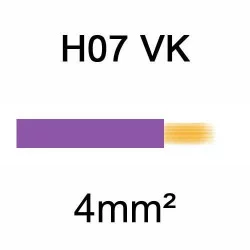 fil de câblage en cuivre souple isolé PVC série H07VK 4mm² violet