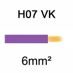 fil de câblage en cuivre souple isolé PVC série H07VK 6mm² violet