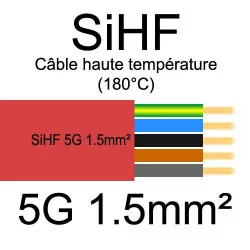 câble électrique cuivre souple isolé silicone SIHF 5 conducteurs 1.5mm²